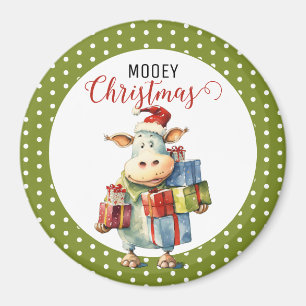 Christmas Cow Pun Magnet