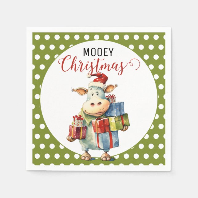 Christmas Cow Pun Napkin (Front)