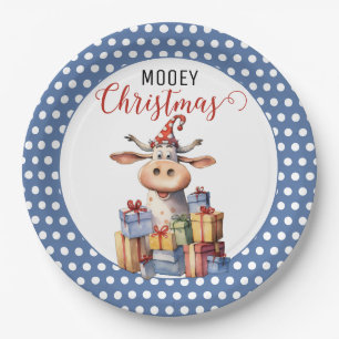 Christmas Cow Pun Paper Plate