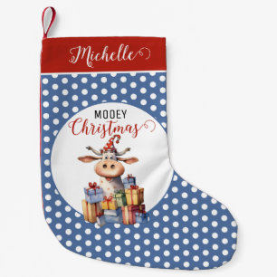 Christmas Cow Pun Small Christmas Stocking