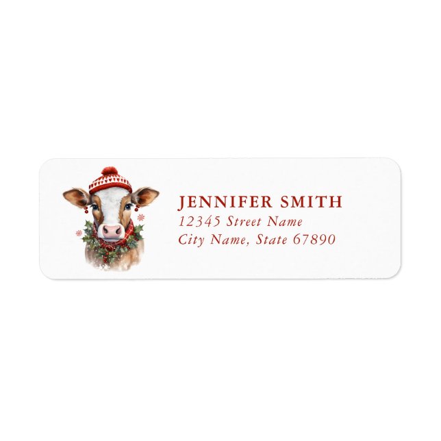 Christmas Cow Return Address Labels (Front)