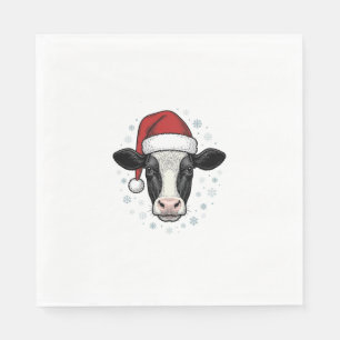 Christmas Cow Santa Hat Vintage Farm Holiday Shirt Napkin