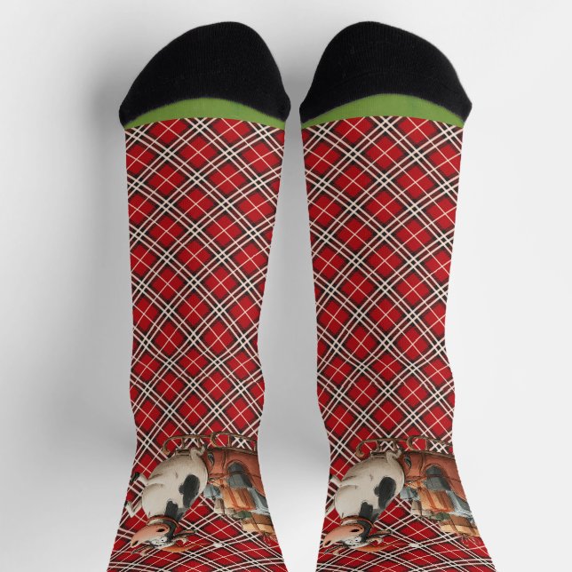 Christmas Cow Santa Socks (Top)