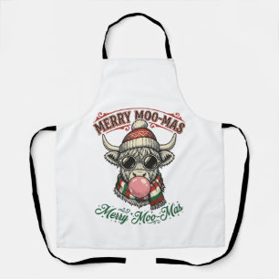 Christmas Cow Shirt Cute Highland Holiday Pun Desi Apron