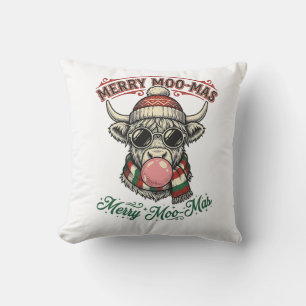 Christmas Cow Shirt Cute Highland Holiday Pun Desi Cushion