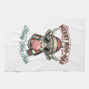 Christmas Cow Shirt Cute Highland Holiday Pun Desi Tea Towel
