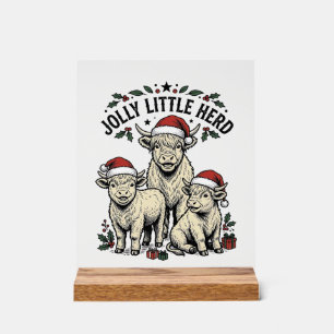 Christmas Cow Shirt Vintage Holiday Herd Art Acrylic Sign