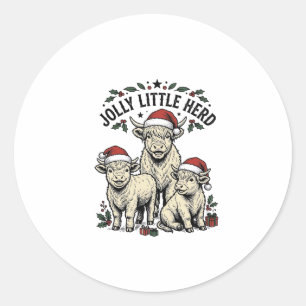 Christmas Cow Shirt Vintage Holiday Herd Art Classic Round Sticker