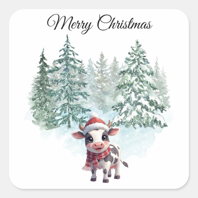 Christmas Cow Sticker (Front)