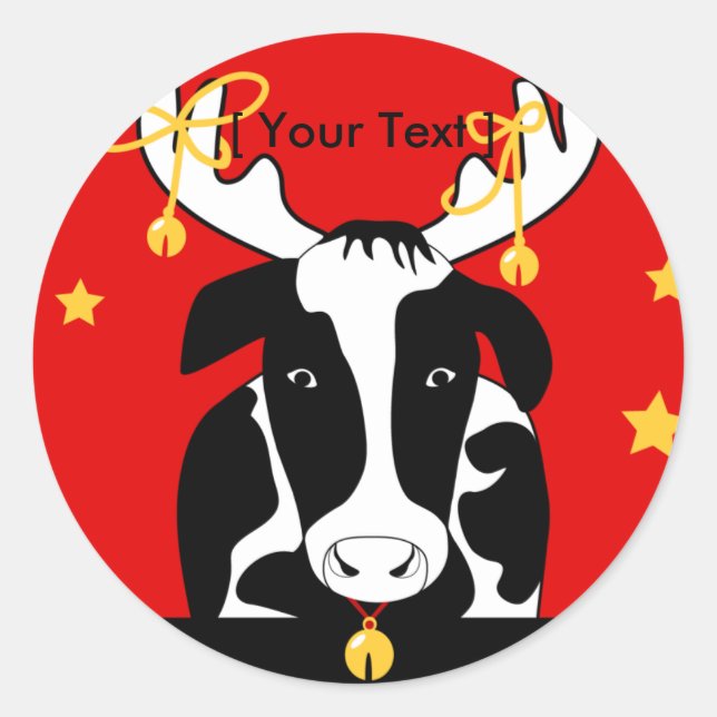 Christmas Cow Sticker (Front)