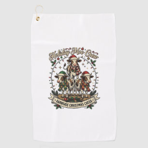 Christmas Cow Trio Vintage Barn Holiday Shirt Desi Golf Towel