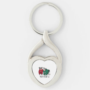 Christmas Cow Vintage Cows Ugly Christmas Sweater Key Ring