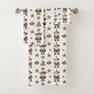Christmas Cowboy  Bath Towel Set