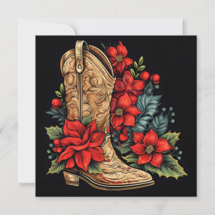 christmas cowboy boot holiday greeting card