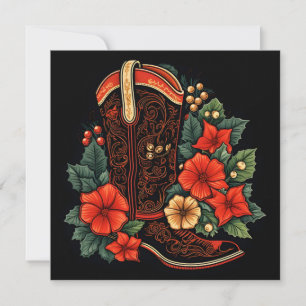 christmas cowboy boot holiday greeting card