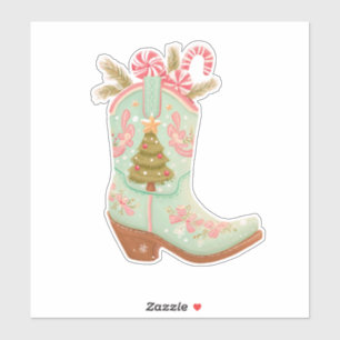 Christmas Cowboy Boot Sticker – Festive Western 