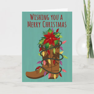 Christmas Cowboy Boot with Lights Card