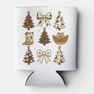Christmas Cowboy Boots Western Santa Xmas Can Cooler