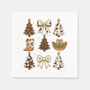 Christmas Cowboy Boots Western Santa Xmas Napkin