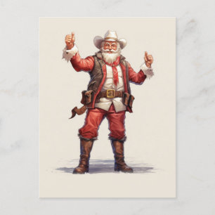 Christmas Cowboy Santa Claus Vintage Postcard