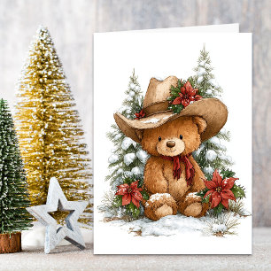Christmas Cowboy Teddy Bear Holiday Card