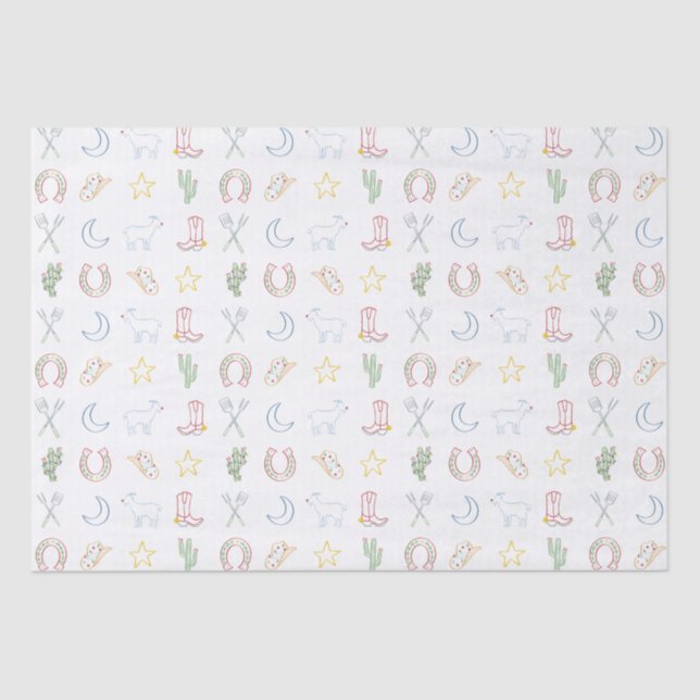 Christmas Cowboy Western Country Christmas Tissue Paper (Front)