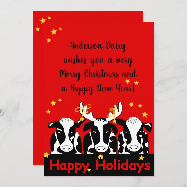 Christmas Cows Flat Custom Holiday Card (Front/Back)