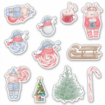 Christmas Cows Stickers