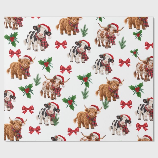 Christmas Cows Wrapping Paper (Flat)
