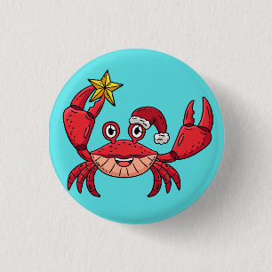 Christmas Crab 3 Cm Round Badge