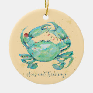 Christmas Crab Beach Ceramic Tree Decoration