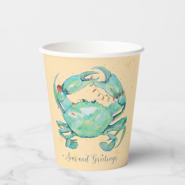 Christmas Crab Beach Paper Cups (Front)