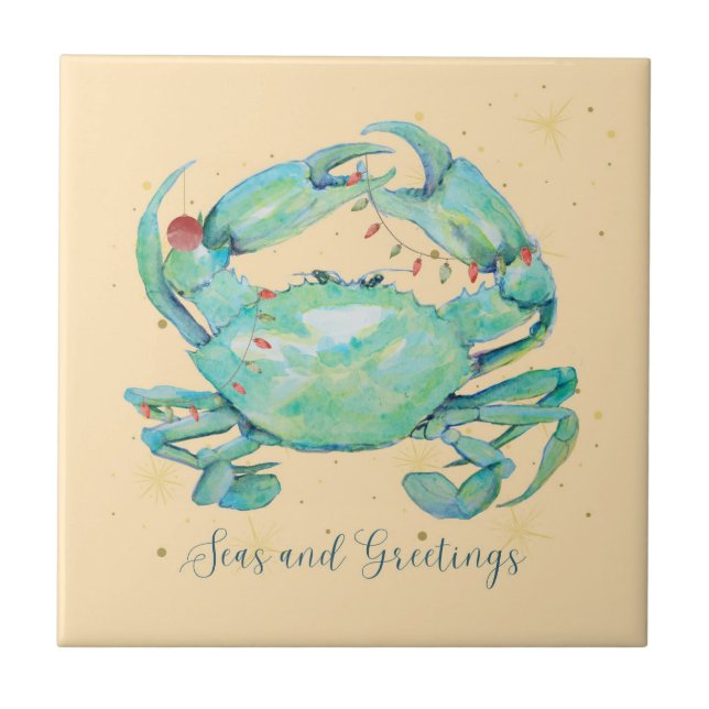 Christmas Crab Beach Tile (Front)