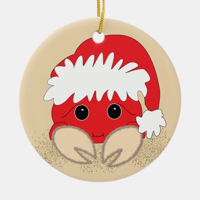 Christmas Crab Ceramic Tree Decoration (Front)