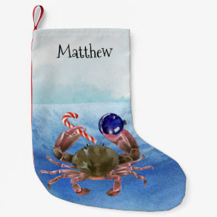 Christmas Crab Crustacean Monogram Small Christmas Stocking