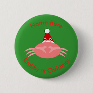 Christmas Crab Custom Button