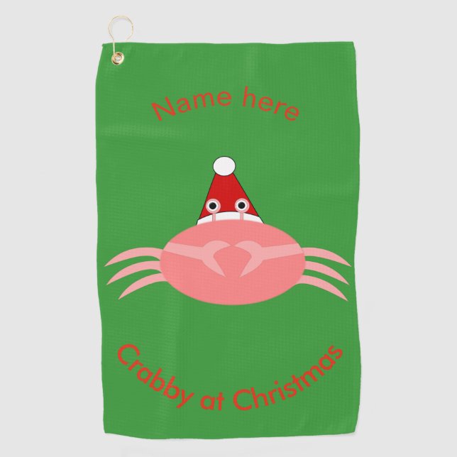 Christmas Crab Custom Golf Towel (Front)