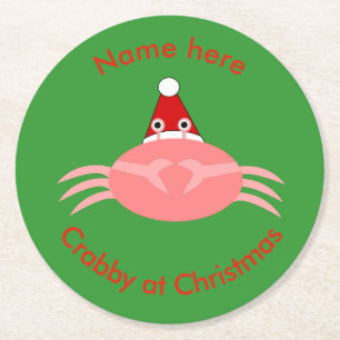 Christmas Crab Custom Paper Coasters