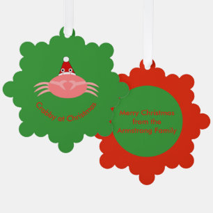 Christmas Crab Custom Tree Decoration Card