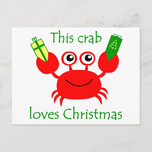 Christmas Crab Holiday Postcard (Front)