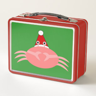 Christmas Crab Metal Lunch Box