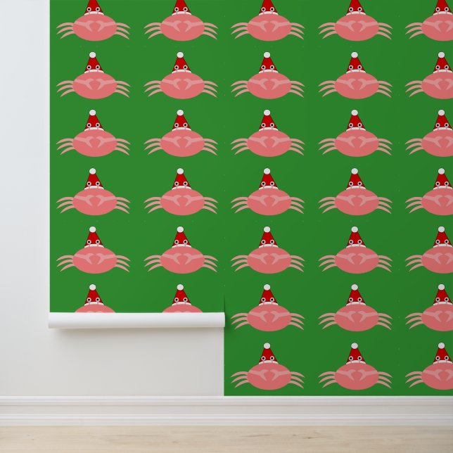 Christmas Crab Patterned Wallpaper (Application)