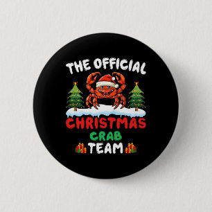 Christmas Crab Team - Crab Wearing Santa Hat Xmas 6 Cm Round Badge