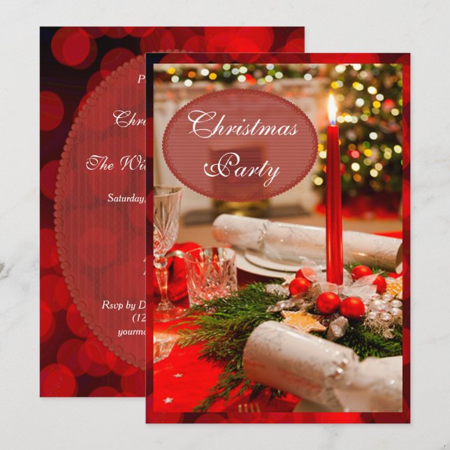 Christmas Crackers & Candles Invitation (Front/Back)