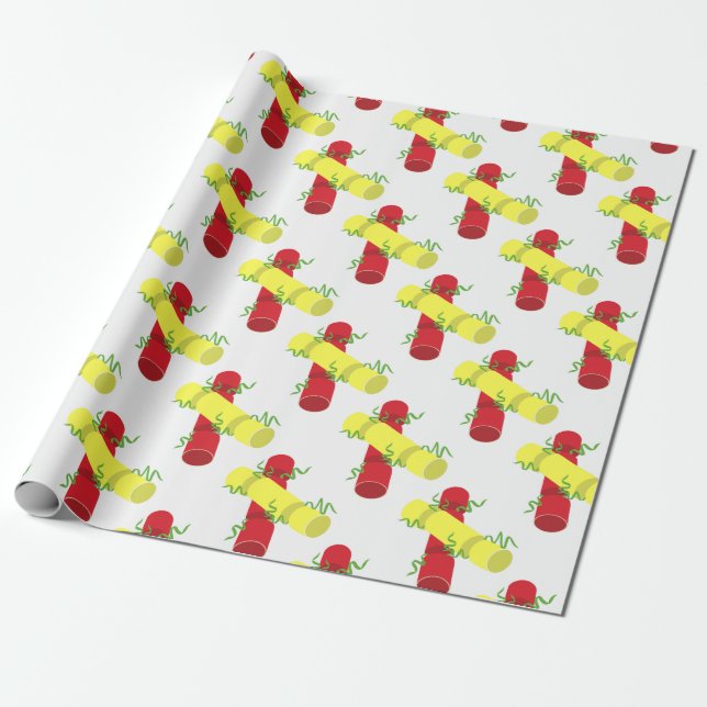 Christmas Crackers Wrapping Paper (Unrolled)
