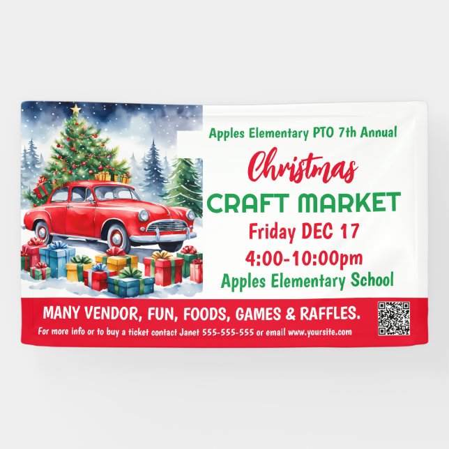 Christmas Craft Market PTO PTA Church Banner (Horizontal)