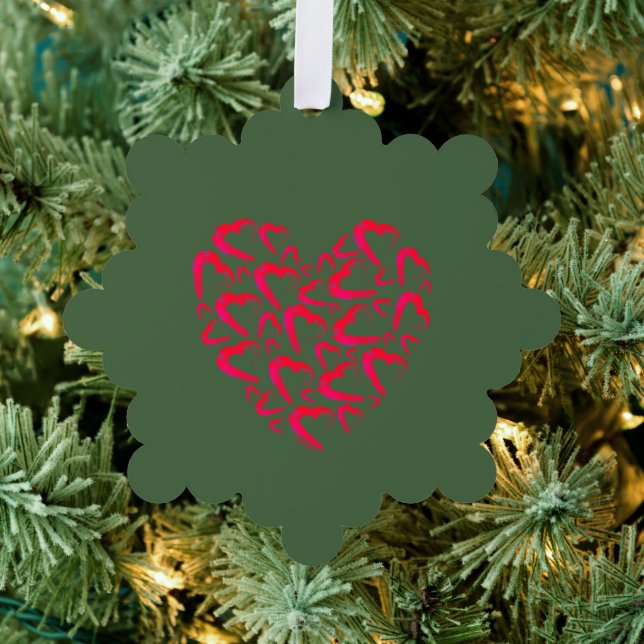 Christmas Cranberry Heart Paper Snowflake Ornament (Insitu (Tree))
