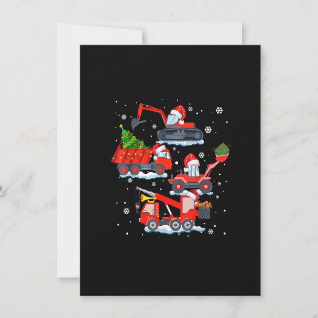 Christmas Crane Truck Construction Santa Toddler K Invitation (Front)