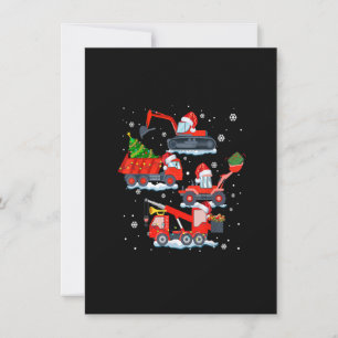 Christmas Crane Truck Construction Santa Toddler K Invitation