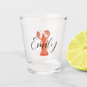 Christmas Crawfish Crustacean Watercolor Snowflake Shot Glass